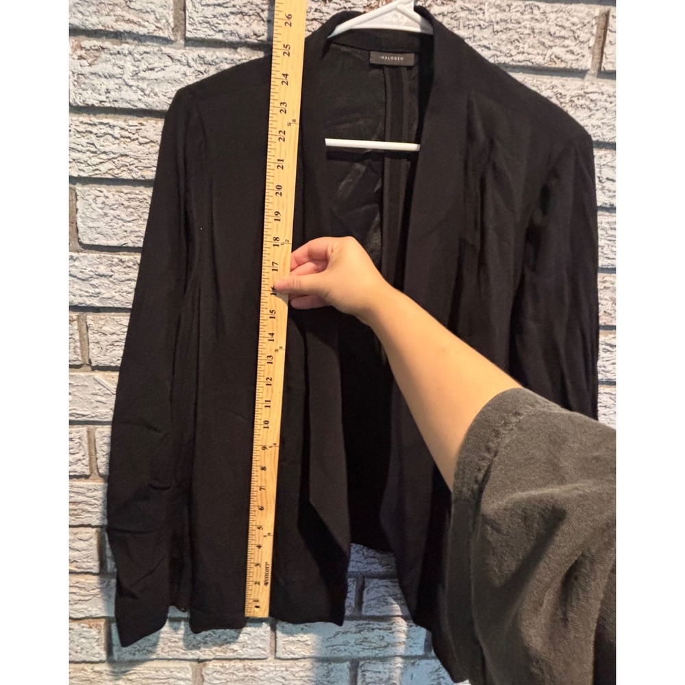 Halogen Womens XL Black Open Front Blazer Ruched 3/4 Sleeve Draped Shawl Collar - Picture 3 of 9